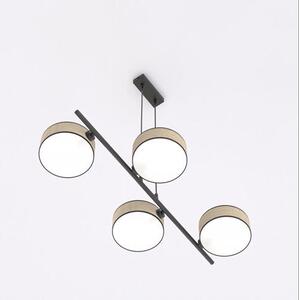 Závěsné svítidlo DRUMZ 4 – hnědé / černé, ratanová stínidla, 4× E14, šířka 80 cm