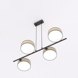 Závěsné svítidlo DRUMZ 4 – hnědé / černé, ratanová stínidla, 4× E14, šířka 80 cm