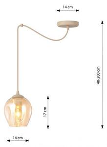 Závěsné svítidlo LEVEL 1 – moka, jantarové sklo, 1× E27, šířka 14 cm