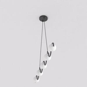 Závěsné svítidlo SINUS – černé, opálové sklo, 5× G9, šířka 110 cm