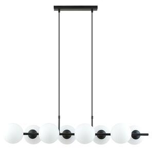 Závěsné svítidlo RORY 8 – černé, opálové sklo, 8× E14, šířka 115 cm