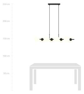 Závěsné svítidlo RORY 8 – černé, opálové sklo, 8× E14, šířka 115 cm