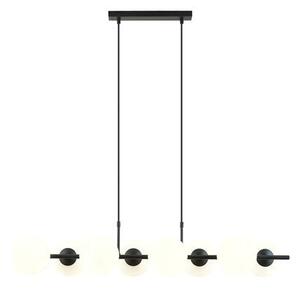 Závěsné svítidlo RORY 8 – černé, opálové sklo, 8× E14, šířka 115 cm