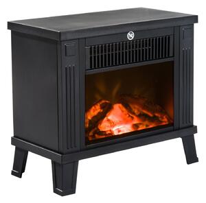 HOMCOM Elektrický Krb Elektrická Kamna s Efektem Plamene 600/1200W, Kov, Černá, 34x17x31 cm | Aosom