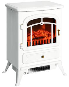 HOMCOM Elektrický krb s plamenovým efektem 950/1850W Ochrana proti přehřátí Bílý 41,5 x 28 x 54,8 cm | Aosom