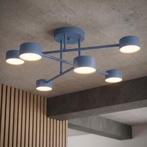 Stropní svítidlo HALO 6 – tlumeně modré, 6× GX53, šířka 60 cm
