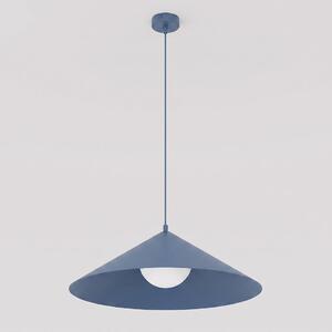 Závěsné svítidlo MONO 1L – tlumeně modré, bílé sklo, 1× E14, šířka 50 cm