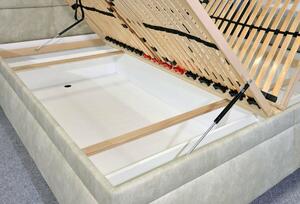 Čalouněná postel Niobe s bočním čelem a úložným prostorem, 200x200 cm