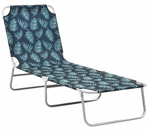Skládací zahradní lehátko ocel a textil potisk se vzorem listů 310331