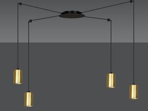 Závěsné svítidlo TRAKER 4 – černé / zlaté, 4× GU10, šířka 300 cm