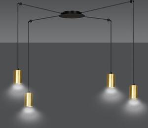 Závěsné svítidlo TRAKER 4 – černé / zlaté, 4× GU10, šířka 300 cm