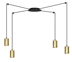 Závěsné svítidlo TRAKER 4 – černé / zlaté, 4× GU10, šířka 300 cm