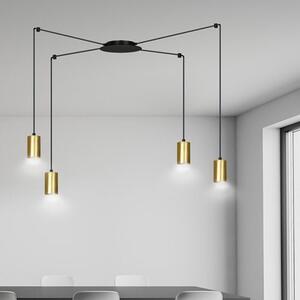 Závěsné svítidlo TRAKER 4 – černé / zlaté, 4× GU10, šířka 300 cm