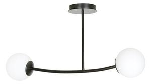Stropní svítidlo HALLDOR 2 – černé, bílé sklo, 2× E14, šířka 81 cm
