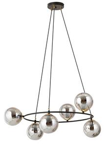 Závěsné svítidlo AZURA 6 – černé, grafitové sklo, 6× E14, šířka 75 cm