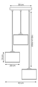 Závěsné svítidlo LUX 3 PREM – celočerné, textilní stínidla, 3× E27, šířka 43 cm