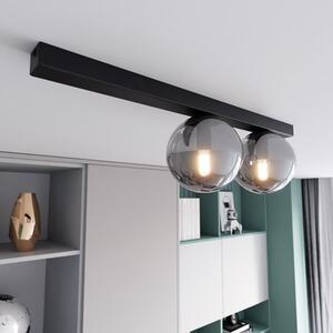 Stropní svítidlo FIT 2 – černé, grafitové sklo, 2× E14, šířka 70 cm