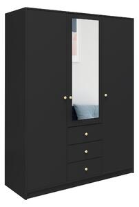 Šatní skříň Siena D3 Barva korpusu: Černá, Rozměry: 149 cm