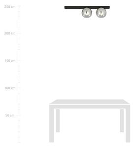 Stropní svítidlo FIT 2 – černé, grafitové sklo, 2× E14, šířka 70 cm