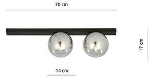Stropní svítidlo FIT 2 – černé, grafitové sklo, 2× E14, šířka 70 cm