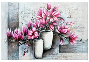 Obraz na plátně Růžové magnolie ve váze Rozměry: 60 x 40 cm