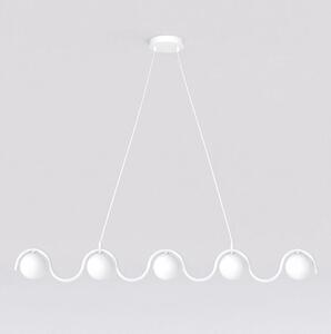 Závěsné svítidlo SINUS – bílé, opálové sklo, 5× G9, šířka 110 cm