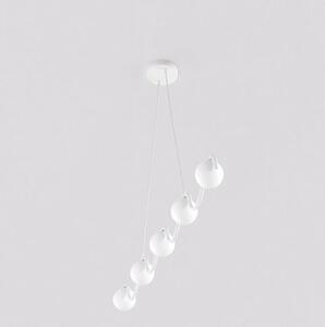 Závěsné svítidlo SINUS – bílé, opálové sklo, 5× G9, šířka 110 cm