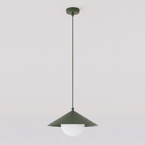 Závěsné svítidlo MONO 1S – olivově zelené, bílé sklo, 1× E14, šířka 31 cm