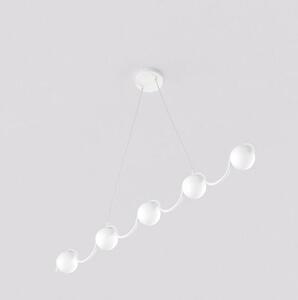 Závěsné svítidlo SINUS – bílé, opálové sklo, 5× G9, šířka 110 cm