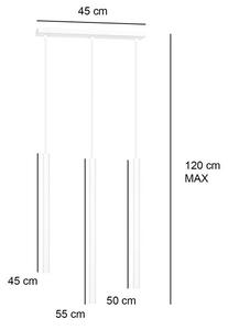Závěsné svítidlo SELTER 3 – bílé, 3× G9, šířka 45 cm