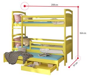 Dětská patrová postel SALDO + 3x matrace, 90x200/90x190, bílá