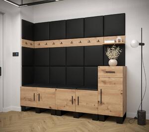 Předsíňová stěna Artin 9 - dub Artisan Barva: Černá Ekokůže