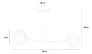 Stropní svítidlo HALLDOR 2 – celobílé, sklo, 2× E14, šířka 81 cm