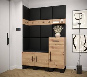 Předsíňová stěna Artin 10 - dub Artisan Barva: Černá Ekokůže