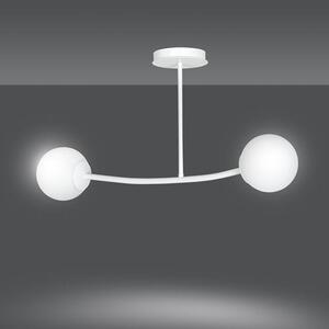 Stropní svítidlo HALLDOR 2 – celobílé, sklo, 2× E14, šířka 81 cm