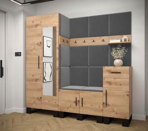 Předsíňová stěna se zrcadlem Artin 13 - dub Artisan Barva: Tmavě šedá - Manila 16