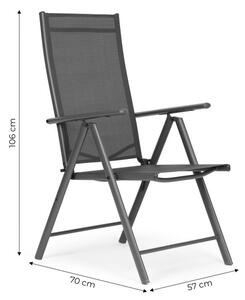 Sada 2 skládacích ocelových zahradních židlí s nastavitelným opěradlem ModernHome - šedá WR1652 GRAY