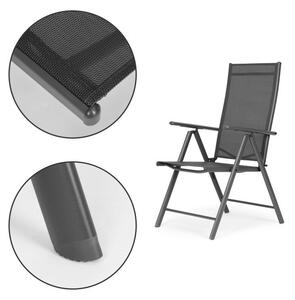 Sada 2 skládacích ocelových zahradních židlí s nastavitelným opěradlem ModernHome - šedá