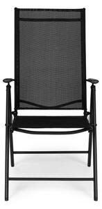 Sada 2 skládacích ocelových zahradních židlí s nastavitelným opěradlem ModernHome - černá WR1652 BLACK
