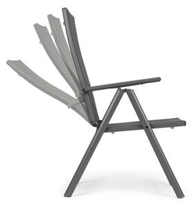 Sada 2 skládacích ocelových zahradních židlí s nastavitelným opěradlem ModernHome - šedá