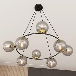 Závěsné svítidlo AZURA 8 – černé, grafitové sklo, 7× E14, šířka 75 cm