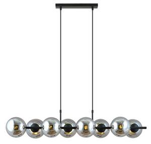 Závěsné svítidlo RORY 8 – černé, grafitové sklo, 8× E14, šířka 115 cm