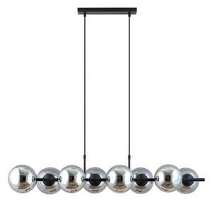 Závěsné svítidlo RORY 8 – černé, grafitové sklo, 8× E14, šířka 115 cm