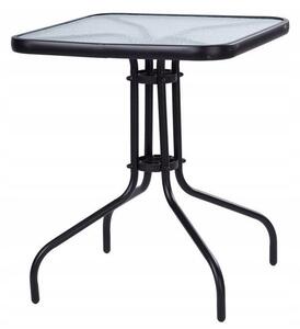 ModernHOME Skleněný stolek na balkon, terasu, hranatý, černý