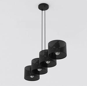 Závěsné svítidlo LUX 4 – celočerné, textilní stínidla, 4× E27, šířka 95 cm