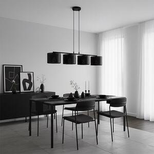 Závěsné svítidlo LUX 4 – celočerné, textilní stínidla, 4× E27, šířka 95 cm