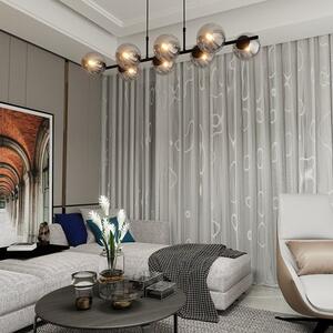 Závěsné svítidlo RORY 8 – černé, grafitové sklo, 8× E14, šířka 115 cm