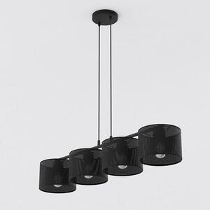Závěsné svítidlo LUX 4 – celočerné, textilní stínidla, 4× E27, šířka 95 cm