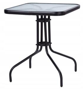 ModernHOME Skleněný stolek na balkon, terasu, hranatý, černý