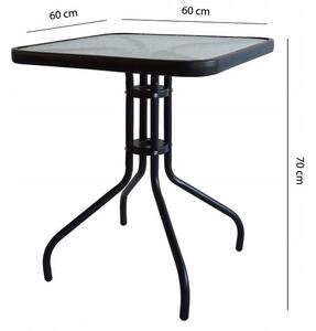 ModernHOME Skleněný stolek na balkon, terasu, hranatý, černý G-418